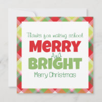 Merry & Bright Teachers Dankeschön Karte