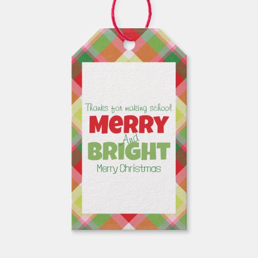 Merry & Bright Teachers Vielen Dank für Ihr Gesche Geschenkanhänger (Vorderseite)