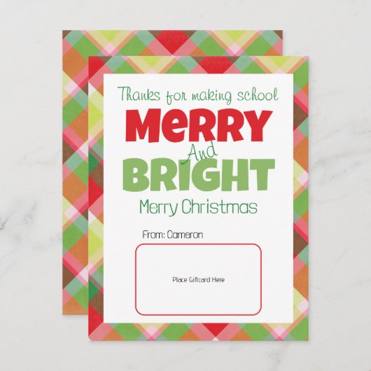 Merry & Bright Teachers Vielen Dank für Ihre Gesch Einladung (Vorne/Hinten)