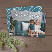 Merry & Bright Teal Calligraphy - Christmas Photo Feiertagskarte