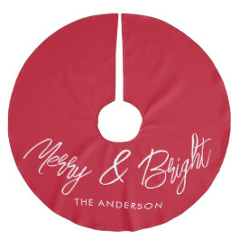 Merry-Bright-Typografie-Script rot Polyester Weihnachtsbaumdecke
