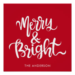 Merry-Bright-Typografie-Script rot Poster