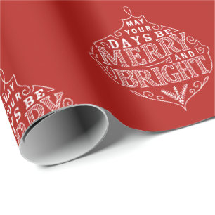 Merry & Bright Typografie Weihnachtsschmuck Geschenkpapier
