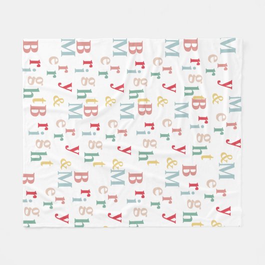 Merry & Bright typografische Farbe Fleecedecke (Vorderseite (Horizontal))