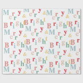 Merry & Bright typografische Farbe Geschenkpapier (Flach)