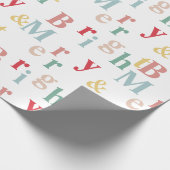 Merry & Bright typografische Farbe Geschenkpapier (Ecke)