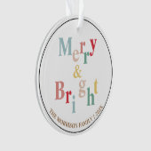 Merry & Bright typografische Farbe Ornament (Vorderseite)