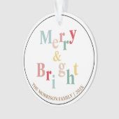 Merry & Bright typografische Farbe Ornament (Vorderseite)