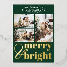 Merry & Bright Typografy Christmas Timer Green