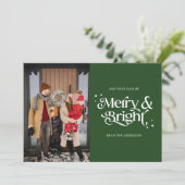 Merry & Bright Typografy Foto Weihnachten (Stehend Vorderseite)