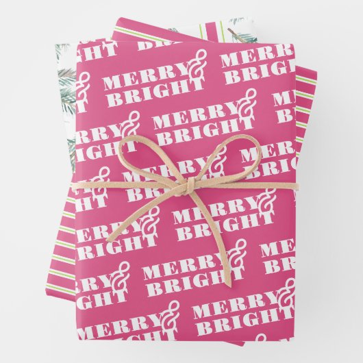 Merry & Bright Typografy Weihnachten Geschenkpapier Set (Beispiel)