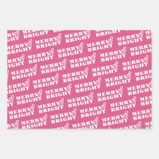 Merry & Bright Typografy Weihnachten Geschenkpapier Set (Vorderseite)