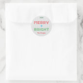 Merry & Bright Typografy Weihnachten Runder Aufkleber (Tasche)