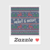 Merry & Bright Ugly Christmas Sweater Aufkleber (Blatt)