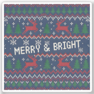 Merry & Bright Ugly Christmas Sweater Aufkleber