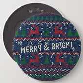 Merry & Bright Ugly Christmas Sweater Button (Vorne & Hinten)