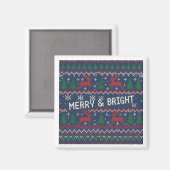 Merry & Bright Ugly Christmas Sweater Magnet (Vorderseite/Rückseite)
