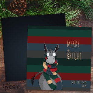 „Merry + Bright“ Verrückter Süßer Esel Feiertagskarte