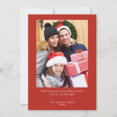 Merry & Bright Vintag Lights Red Foto Feiertagskarte (Rückseite)