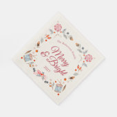 Merry & Bright Vintage Christmas Holiday Serviette (Ecke)