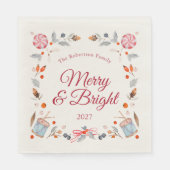 Merry & Bright Vintage Christmas Holiday Serviette (Vorderseite)