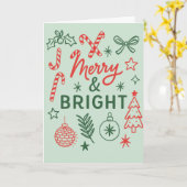 Merry & Bright Vintage Holiday Card Karte (Gelbe Blume)