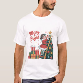 Merry & Bright Vintage Holiday Retro Christmas T-Shirt