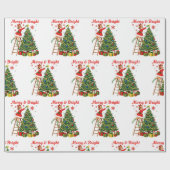 Merry & Bright Vintage Retro Christmas Gift Geschenkpapier (Flach)