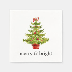 Merry & Bright Wasserfarbe Weihnachtsbaumpapier Serviette