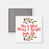 Merry Bright Watercolor Holly Weihnachtsdekor Magnet (Vorderseite/Rückseite)