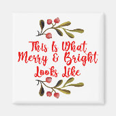 Merry Bright Watercolor Holly Weihnachtsdekor Magnet (Vorne)