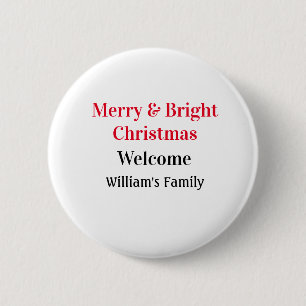 Merry Bright Weihnachten fügen Familiennamen Freud Button