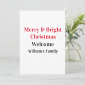 Merry Bright Weihnachten fügen Familiennamen Freud Einladung (Stehend Vorderseite)