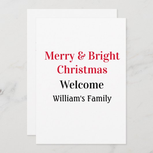 Merry Bright Weihnachten fügen Familiennamen Freud Einladung (Vorne/Hinten)