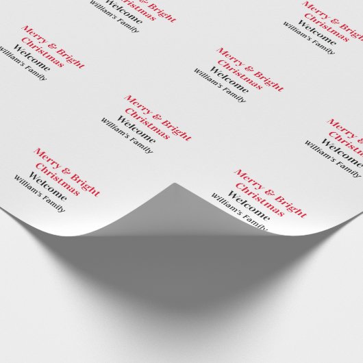 Merry Bright Weihnachten fügen Familiennamen Freud Geschenkpapier (Ecke)