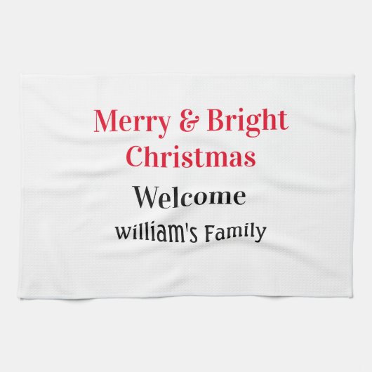 Merry Bright Weihnachten fügen Familiennamen Freud Geschirrtuch (Horizontal)