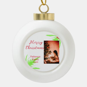 Merry Bright Weihnachten fügen Familiennamen Freud Keramik Kugel-Ornament