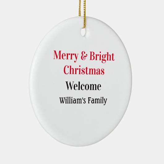 Merry Bright Weihnachten fügen Familiennamen Freud Keramik Ornament (Rechts)
