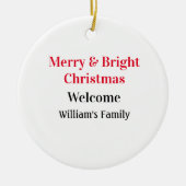 Merry Bright Weihnachten fügen Familiennamen Freud Keramik Ornament (Vorne)