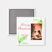 Merry Bright Weihnachten fügen Familiennamen Freud Magnet (Vorderseite/Rückseite)