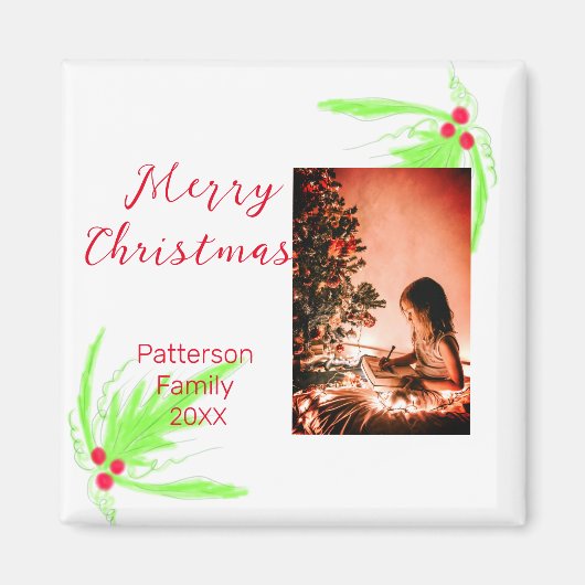 Merry Bright Weihnachten fügen Familiennamen Freud Magnet (Vorne)