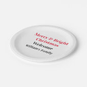 Merry Bright Weihnachten fügen Familiennamen Freud Pappteller (Schrägansicht)