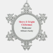 Merry Bright Weihnachten fügen Familiennamen Freud Schneeflocken Zinn-Ornament (Vorderseite)