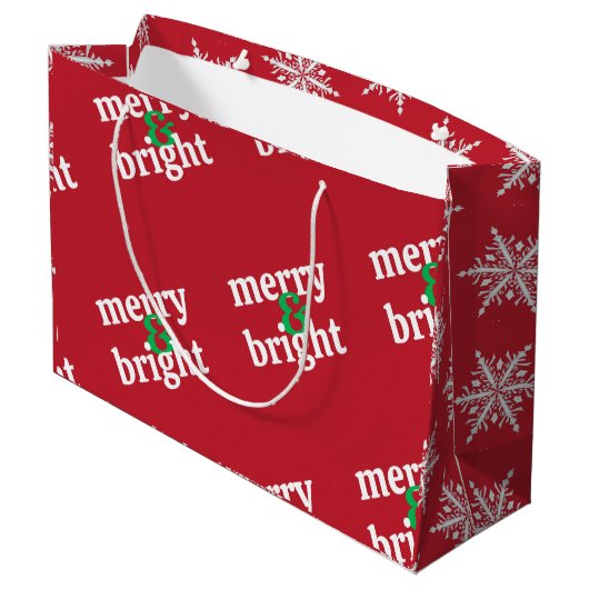 "Merry & Bright" Weihnachten Große Geschenktüte (Rückseite Schrägansicht)