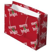 "Merry & Bright" Weihnachten Große Geschenktüte (Vorderseite Schrägansicht)