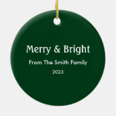 Merry & Bright Weihnachten Individuelle Name Hunte Keramik Ornament (Hinten)