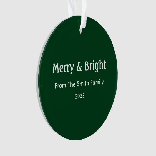 Merry & Bright Weihnachten Individuelle Name Hunte Ornament (Vorderseite)