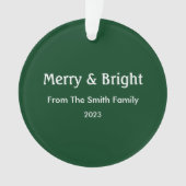 Merry & Bright Weihnachten Individuelle Name Hunte Ornament (Vorderseite)