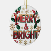 Merry & Bright Weihnachten Keramik Circle Ornament (Rechts)