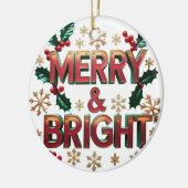 Merry & Bright Weihnachten Keramik Circle Ornament (Links)